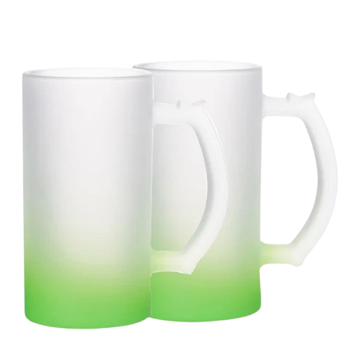 Jarra Cervecera Sublimable 16 oz con Fondo Navideño Verde y Rojo