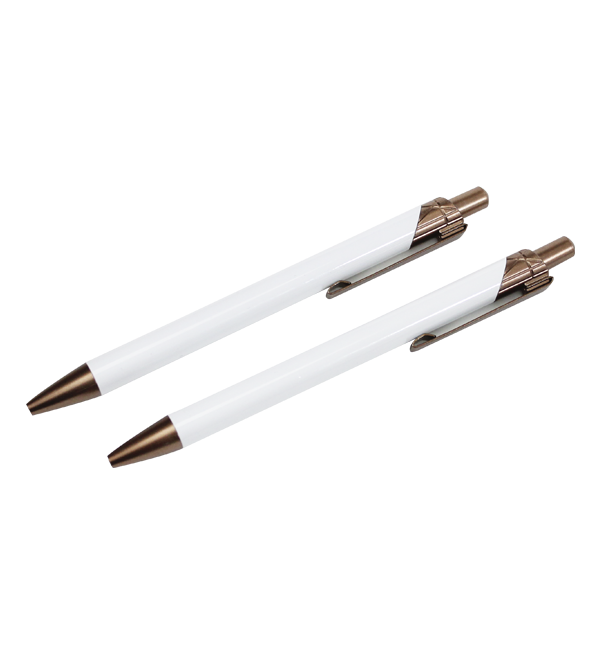 Pluma de Aluminio Blanca para Sublimar con Detalles en Rosa Cobrizo