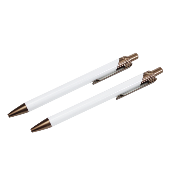 Pluma de Aluminio Blanca para Sublimar con Detalles en Rosa Cobrizo