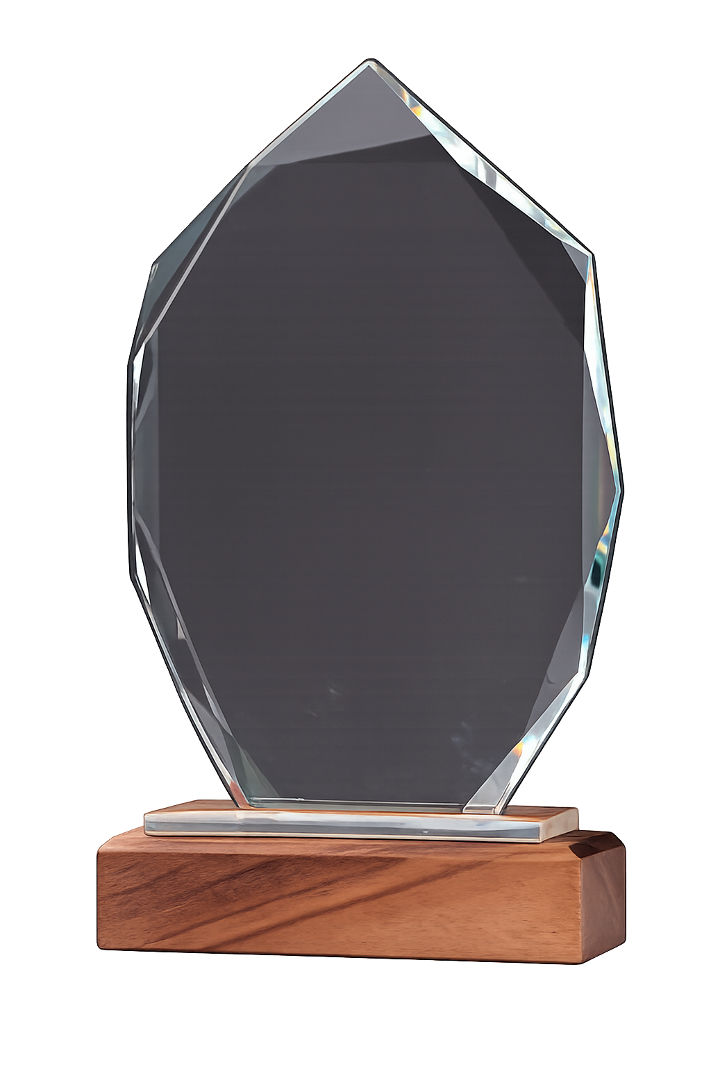 PLACA CRISTAL ESCUDO BASE MADERA 