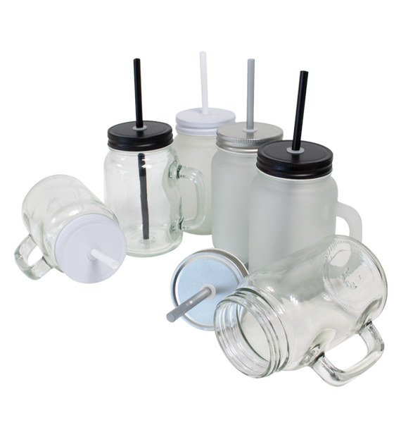 Jarra con asa tipo mason jar